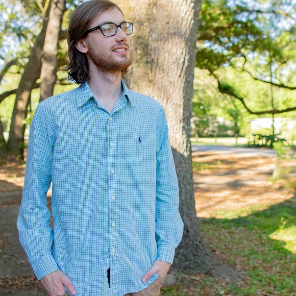 Ralph Lauren Blue and Green Striped Button Down - Picture 3 of 3